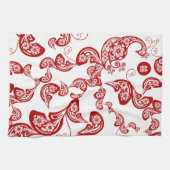 レッドフローラボホピーコックイースタンエレガントシック・アジア キッチンタオル (横)