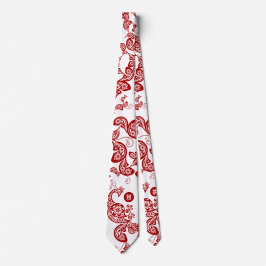 レッドフローラボホピーコックイースタンエレガントシック・アジア ネクタイ (正面)