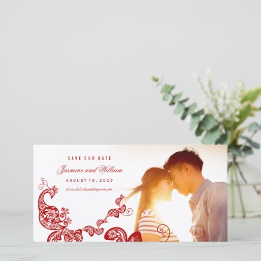 レッドフローラボホピーコックイースタンシックアジア結婚ズ セーブザデート (スタンド正面)