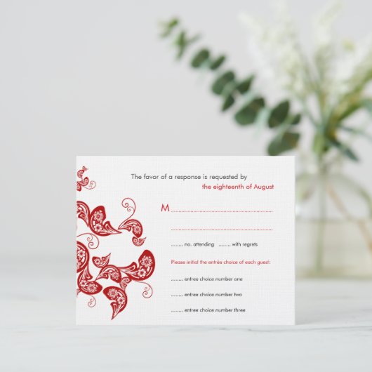 レッドフローラボホピーコックイースタンシックアジア結婚ズ 出欠カード (スタンド正面)