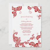 レッドフローラボホピーコックイースタンシックアジア結婚ズ 招待状 (正面)