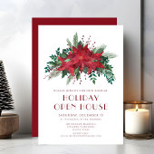 レッドフローラポインセティアクリスマスオープンハウスパーティー 招待状