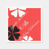 レッドフローラミニマル65thバースデーパーティー紙 スタンダードカクテルナプキン (正面)