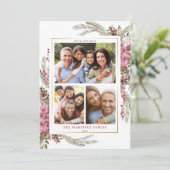 レッドフローラモダンボタニカルベリーメリークリスマス シーズンカード (スタンド正面)