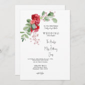 レッドフローラユーカリプトゥスブライド結婚パーズ 招待状 (正面/裏面)