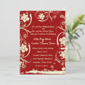 レッドフローラレース結婚式招待状 招待状 (スタンド正面)