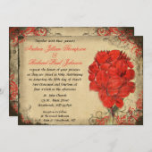 レッドフローラヴィンテージウェディング招待状 招待状 (正面/裏面)