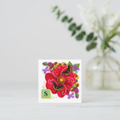 レッドフローラ中小規模企業向け手作りアートベンダー スクエア名刺 (スタンド正面)