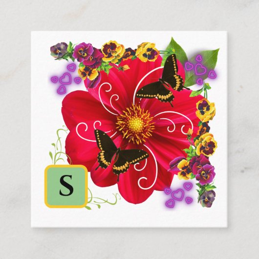 レッドフローラ中小規模企業向け手作りアートベンダー スクエア名刺 (正面)