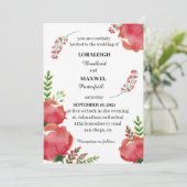 レッドフローラ素朴ホワエレガントイト結婚式招待状 招待状 (スタンド正面)