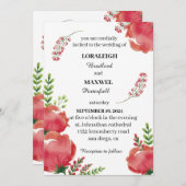 レッドフローラ素朴ホワエレガントイト結婚式招待状 招待状 (正面/裏面)