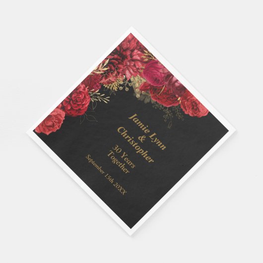 レッドフローラ結婚ズ・アニバーサリー・ナプキンス スタンダードランチョンナプキン (角)