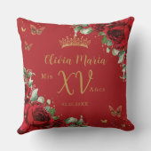 レッドフローラ蝶写真キンセアニラメメント クッション (裏面)