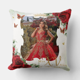 レッドフローラ蝶写真キンセアニラメメント クッション