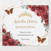 レッドフローラ蝶金ゴールドキンセアニラ誕生日 スパークリングワインラベル (シングルラベル)