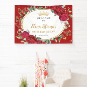 レッドフローラ蝶18th誕生日スウィート16 横断幕 (インサイチュ)