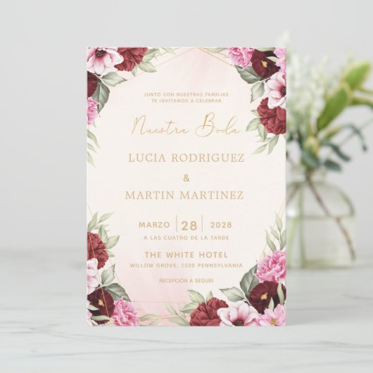 レッドフローラ金ゴールドフレームヌエストラボーダ 招待状 (スタンド正面)