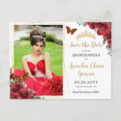 レッドフローラ金ゴールド幾何学模様キンセニェラ写真 案内ポストカード (正面)