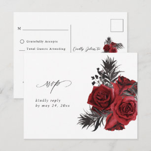 レッドフローラ&ブラックNo Meal RSVP ポストカード