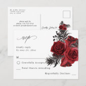 レッドフローラ&ブラックNo Meal RSVP ポストカード (正面/裏面)