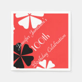 レッドフローラ、名前、100thバースデーパーティー紙 スタンダードカクテルナプキン (正面)