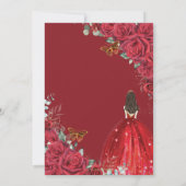 レッドフローラSweet sixteen誕生日プリンセスクラウン 招待状 (裏面)