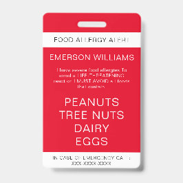 レッドフードアレルギー警パーソナライズされた告 バッジ