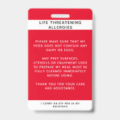 レッドフードアレルギー警告の子ID バッジ (Back)