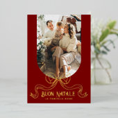 レッドブオンナターレシンプルーモダンルCoquet Bow写真 箔シーズンカード (立ち正面)