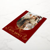 レッドブオンナターレシンプルーモダンルCoquet Bow写真 箔シーズンカード (回転した状態)