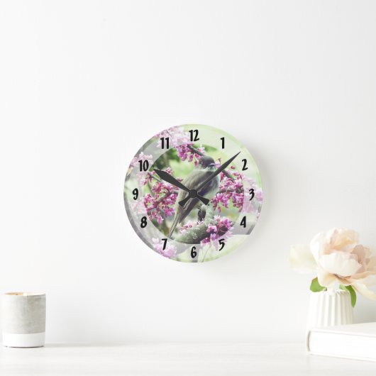 レッドブドの木の中の写真 ラウンド壁時計 (ホーム)