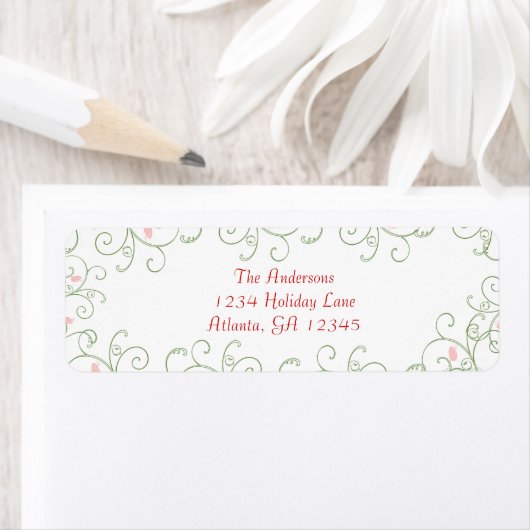 レッドブドスワールクリスマスギフトラベル ラベル (インサイチュ)