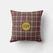 レッドブパーソナライズされたラック&クリームタータンチェックモノグラム クッション (裏面)
