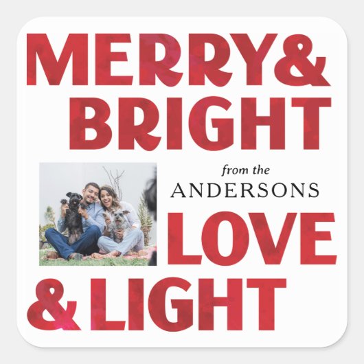 レッドブメリーライトラブ&ライトクリスマスホリデー スクエアシール (正面)