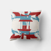 レッドブライトブルーオフホワイトジオメトリアートデザイン クッション (裏面)