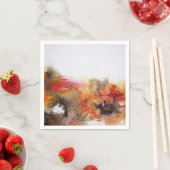 レッドブラウンオレンジホワイトモダン抽象芸術アート スタンダードカクテルナプキン (インサイチュ)