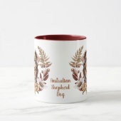 レッドブラウンオーストラリアシェパードドッグオータムリース マグカップ (中央)