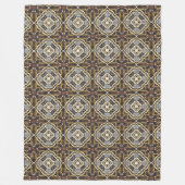 レッドブラウングレーオークレーお尻ボヘミアンバリアートモチーフ フリースブランケット (正面)