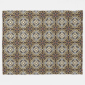 レッドブラウングレーオークレーお尻ボヘミアンバリアートモチーフ フリースブランケット (正面(横))