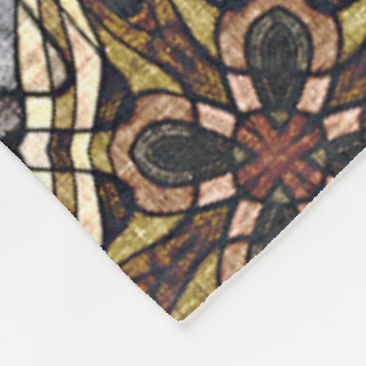 レッドブラウングレーオークレーお尻ボヘミアンバリアートモチーフ フリースブランケット (角)