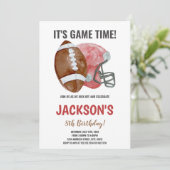 レッドブラウンサッカー誕生日招待状 招待状 (スタンド正面)