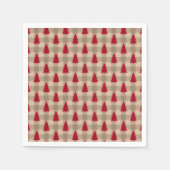 レッドブラウンタンバッファロープレイドクリ素朴スマス スタンダードカクテルナプキン (正面)