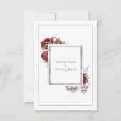 レッドブラウンバラの水色エレガント セーブザデート (裏面)