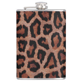 レッドブラウンブラックレオパードアニマルプリント フラスク