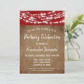 レッドブラウンライトバースデーパーティー招待大人 招待状 (スタンド正面)