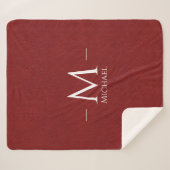 レッドブラウンレザールックカスタムモノグラム名 シェルパブランケット (正面(横))