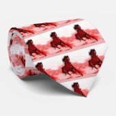 レッドブラウン色トーンランニングズフリーホースのネクタイ ネクタイ (ロール)