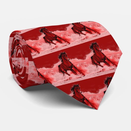 レッドブラウン色トーンランニングズフリーホースのネクタイ ネクタイ (ロール)