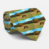 レッドブラウン馬、ティール（緑がかった色）ブルースカイ ネクタイ (ロール)