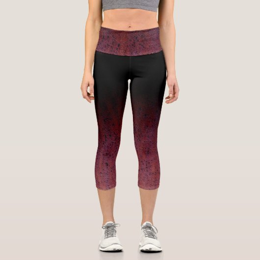 レッドブラウン黒グラデーション錆メタルパティーナ カプリレギンス (正面)